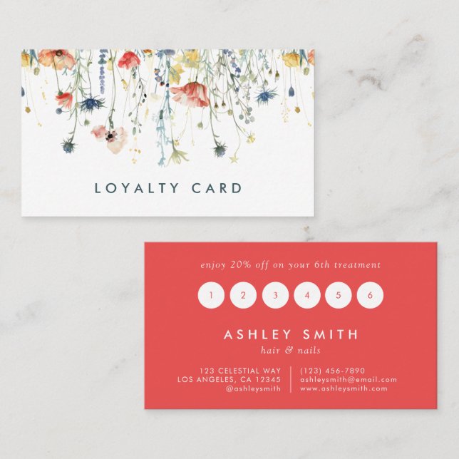 Tarjeta De Fidelización Flor silvestre vibrante (Anverso / Reverso)