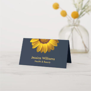 Tarjeta De Fidelización Flores amarillas en monograma de fondo azul marino