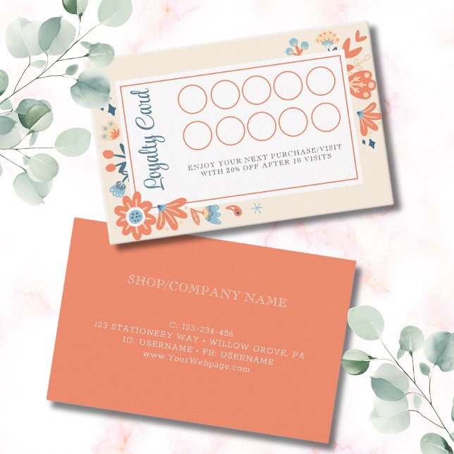 Tarjeta De Fidelización Flores folclóricas nórdicas florales (Subido por el creador)