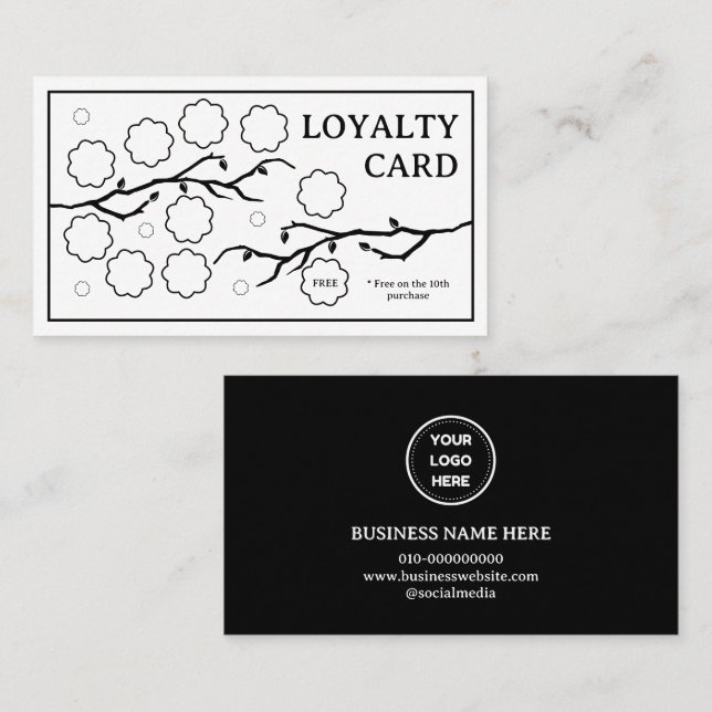 Tarjeta De Fidelización Flores sobre ramas Elegante (Anverso / Reverso)