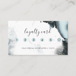 Tarjeta De Fidelización Fondo de mármol negro gris azul hielo 6 punzonado