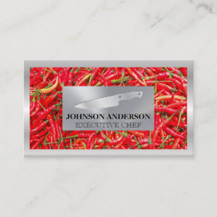 Tarjeta De Fidelización Fondo Red Chilis Cuchillo Metalizado y elementos