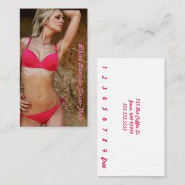 Tarjeta De Fidelización Foto Bikini Barista Drive-Thru Personalizado Rosa