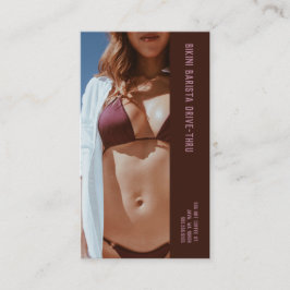 Tarjeta De Fidelización Foto Burgundy Bikini Barista Café de doble número