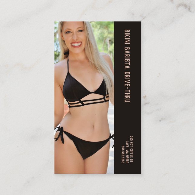 Tarjeta De Fidelización Foto: café de doble número en bikini negro (Anverso)