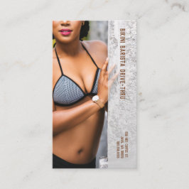 Tarjeta De Fidelización Foto Gray Bikini Barista Drive-Thru Coffee