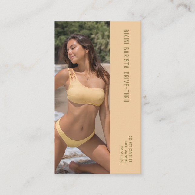 Tarjeta De Fidelización Foto Playa Bikini Barista Café de doble número (Anverso)