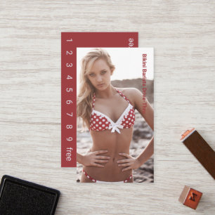 Tarjeta De Fidelización Foto Polka Bikini Coffee Drive-Thru Loyalty Card