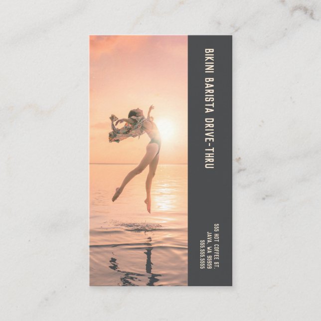 Tarjeta De Fidelización Foto Salto Bikini Barista Café de doble número (Anverso)