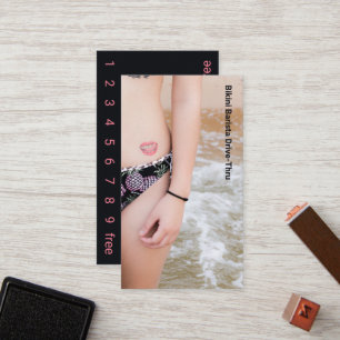 Tarjeta De Fidelización Foto Sonrisa Bikini Coffee Drive-Thru Lealty Card