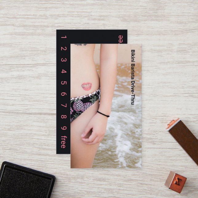 Tarjeta De Fidelización Foto Sonrisa Bikini Coffee Drive-Thru Lealty Card (Anverso/Reverso In Situ)