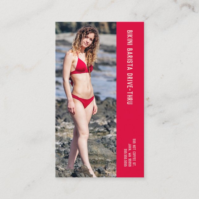 Tarjeta De Fidelización Foto Tidepool Bikini Barista Café de doble número (Anverso)