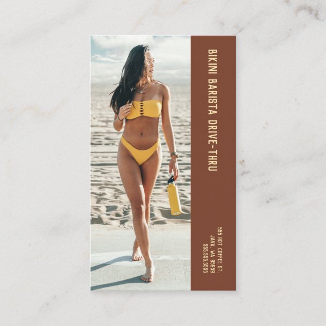Tarjeta De Fidelización Fotografía Yellow Bikini Barista Café de doble núm (Anverso)