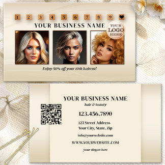 Tarjeta De Fidelización Fotos de código QR del logotipo de la peluquería