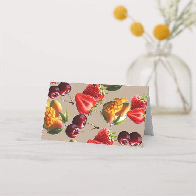 Tarjeta De Fidelización Fresh Fruit Pattern – Strawberry, Cherry & Mango A (Anverso)