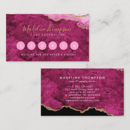 Tarjeta De Fidelización Geoda de ágata de mármol magenta rosa elegante