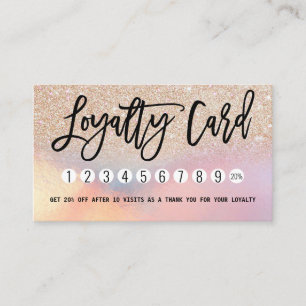 Tarjeta De Fidelización Girly Gold Purpurina irlandés Holographic Ombre
