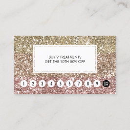 Tarjeta De Fidelización Girly Loyalty Punch Card Faux Rosa Gold Purpurina