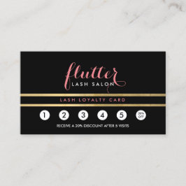 Tarjeta De Fidelización Glam Black Pink Gold Lash Salon Lealty Card