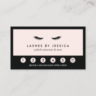 Tarjeta De Fidelización Glam Eyelashes Clásicos de la Lealtad Negra y Rosa