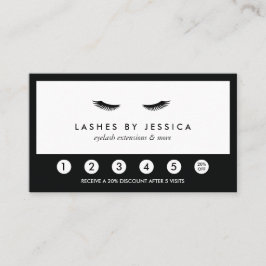 Tarjeta De Fidelización Glam Eyelashes Clásicos de Lealtad Negra y Blanca