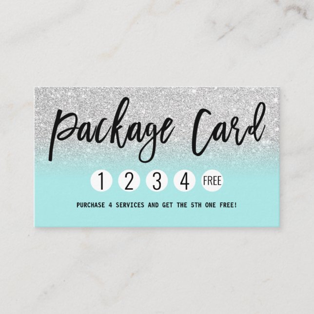 Tarjeta De Fidelización Glamorosa Moda Mint Silver Purpurina Lealtad moder (Anverso)