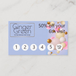 Tarjeta De Fidelización Globos de oro azul rosado