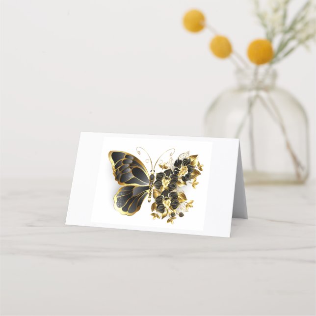 Tarjeta De Fidelización Gold Flower Butterfly with Black Orchid (Anverso)