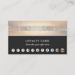 Tarjeta De Fidelización Gold Sequin Black Loyalty 10 Punch Beauty Salon
