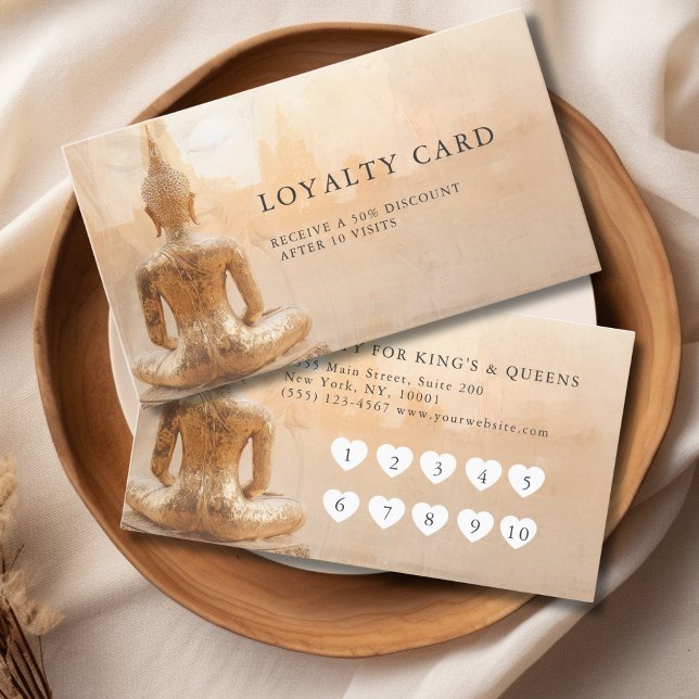 Tarjeta De Fidelización Golden Buddha Heart Salon  10 Visit Loyalty Card (Golden Buddha Heart Salon 10 Visit Loyalty Card)