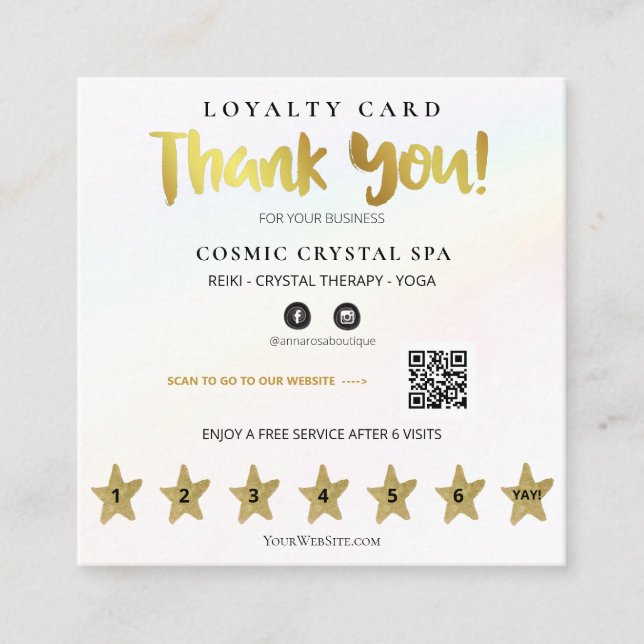 Tarjeta De Fidelización *~* Gracias a Rainbow QR Punch (Anverso)