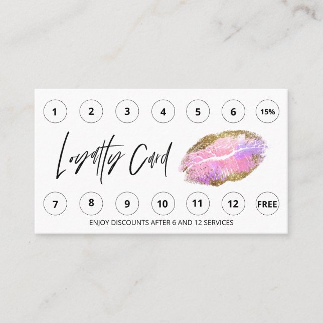 Tarjeta De Fidelización *~* Gracias por recompensas QR LOGO belleza labios (Anverso)