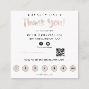 Tarjeta De Fidelización *~* Gracias QR Rewards Rosa Gold Heart