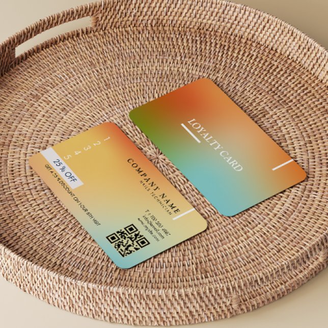 Tarjeta De Fidelización Gradiente holográfico estético Código Qr moderno (Esthetician Holographic Gradient Modern Qr Code Loyalty Card)