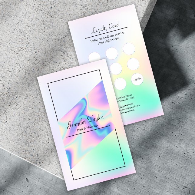 Tarjeta De Fidelización Gradiente holográfico moderno de moda mínimo (Subido por el creador)