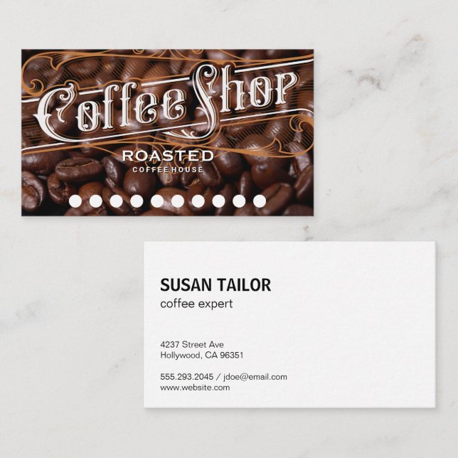 Tarjeta De Fidelización Granos de café | Cafetería (Anverso / Reverso)