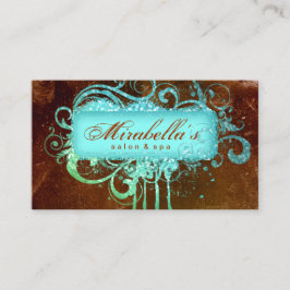 Tarjeta De Fidelización Grunge Purpurina Salon Spa Brown Blue Loyalty Card