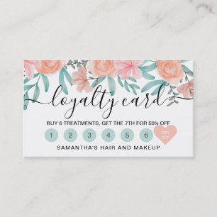 Tarjeta De Fidelización Guión cardiaco floral de melocotón de lealtad