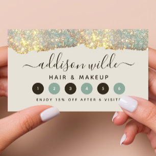 Tarjeta De Fidelización Guión de firma holográfica Glam Glitter moderno