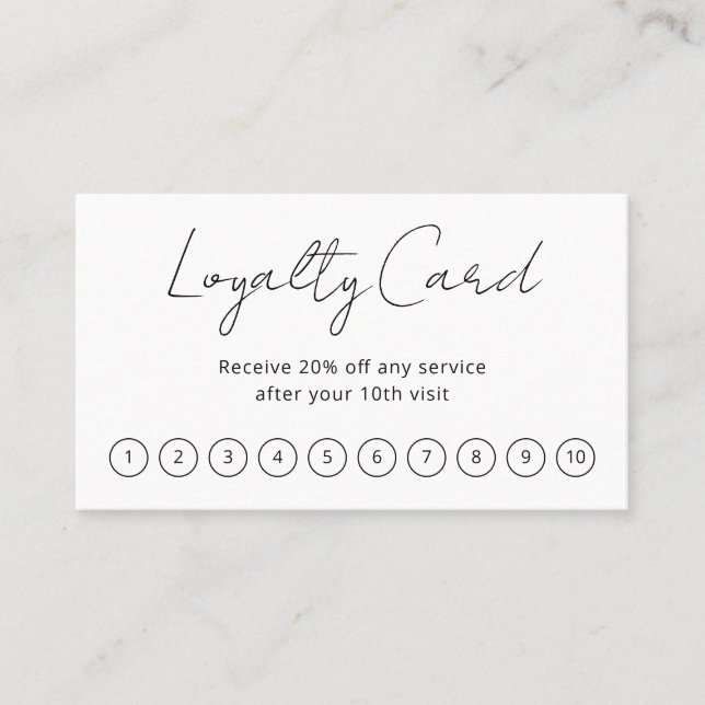 Tarjeta De Fidelización Guión elegante simple Minimalista moderno (Anverso)