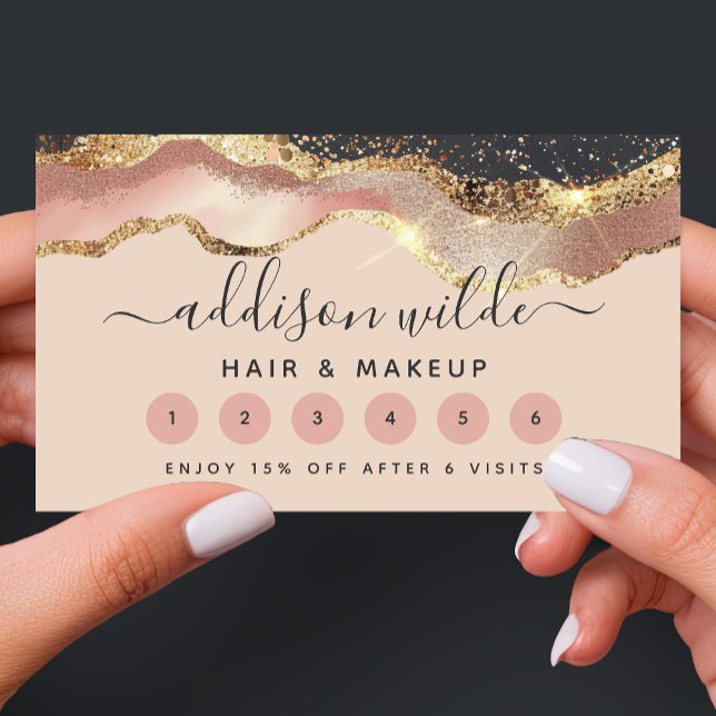 Tarjeta De Fidelización Guión Moderno Elegante Y Gris Rosa De Rubor (Subido por el creador)