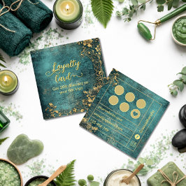 Tarjeta De Fidelización Guión vintage Esmeralda Verde Oro y Negro 