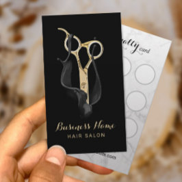 Tarjeta De Fidelización Hair Stylist Moderno Black & Gold Salon Lealty