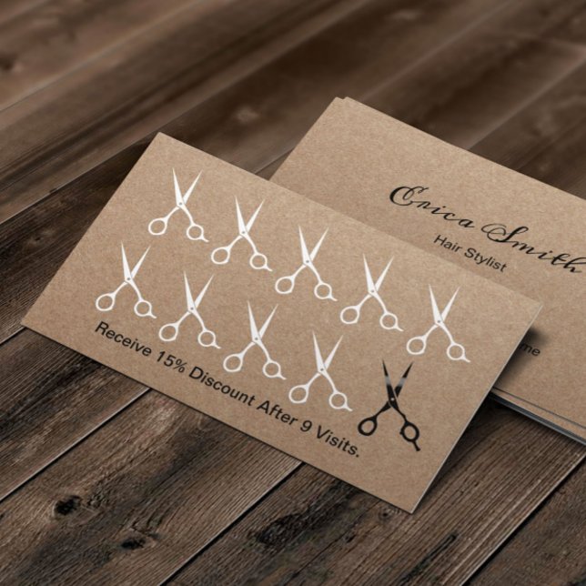 Tarjeta De Fidelización Hair Stylist Scissors Rustic Loyalty Punch (Subido por el creador)