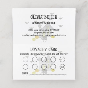 Tarjeta De Fidelización Halloween House, gatos negros, murciélagos, calaba