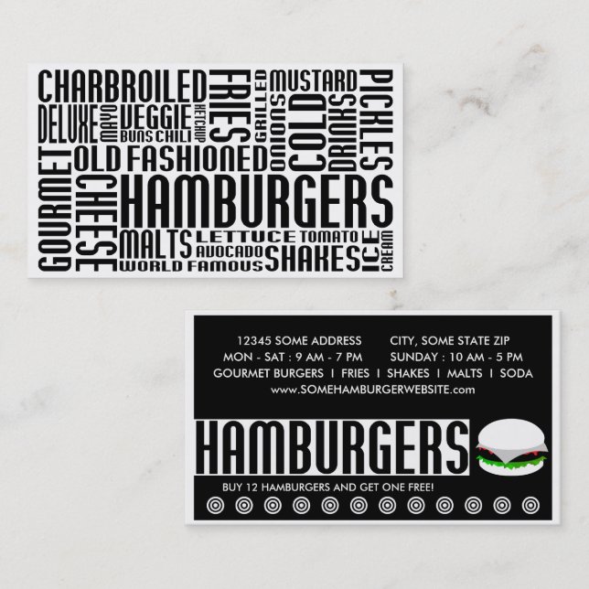 Tarjeta De Fidelización hamburguesas (chit chat) (Anverso / Reverso)