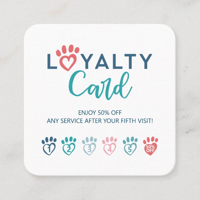 Tarjeta De Fidelización Heart Paw Print Animal Veterinary Care Loyalty (Anverso)