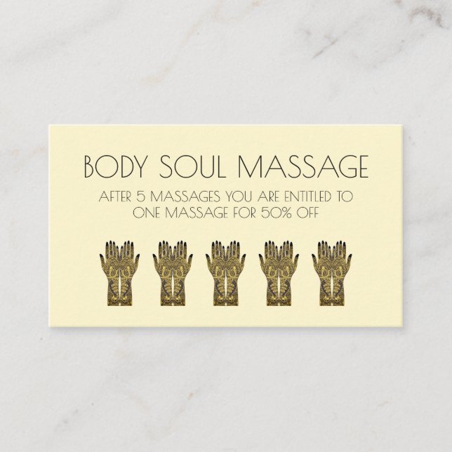 Tarjeta De Fidelización Henna Mehndi Hands Design (Anverso)