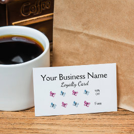 Tarjeta De Fidelización Hermosa lealtad magenta rosa y mariposa azul