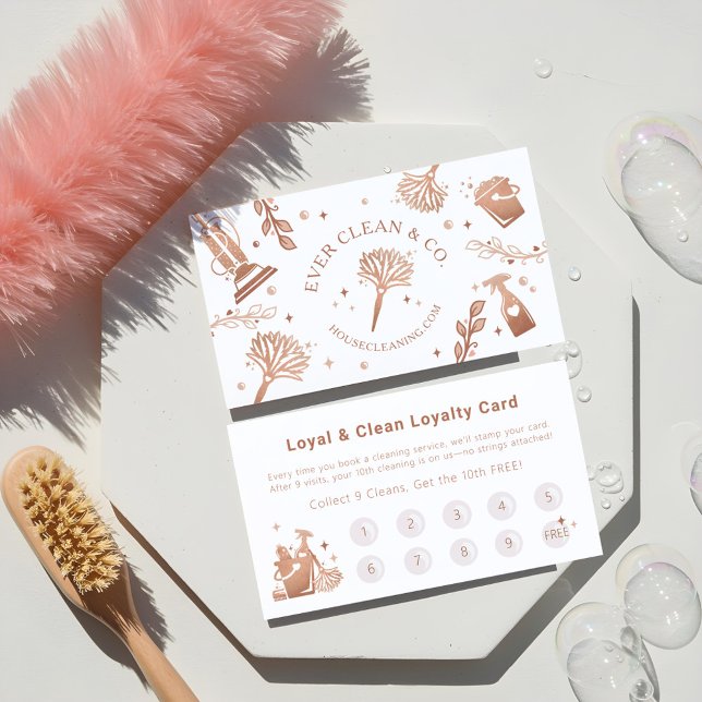 Tarjeta De Fidelización Herramientas/Suministros de limpieza de casas y em (Professional Maid & House Cleaning Tools/Supplies Loyalty Card)
